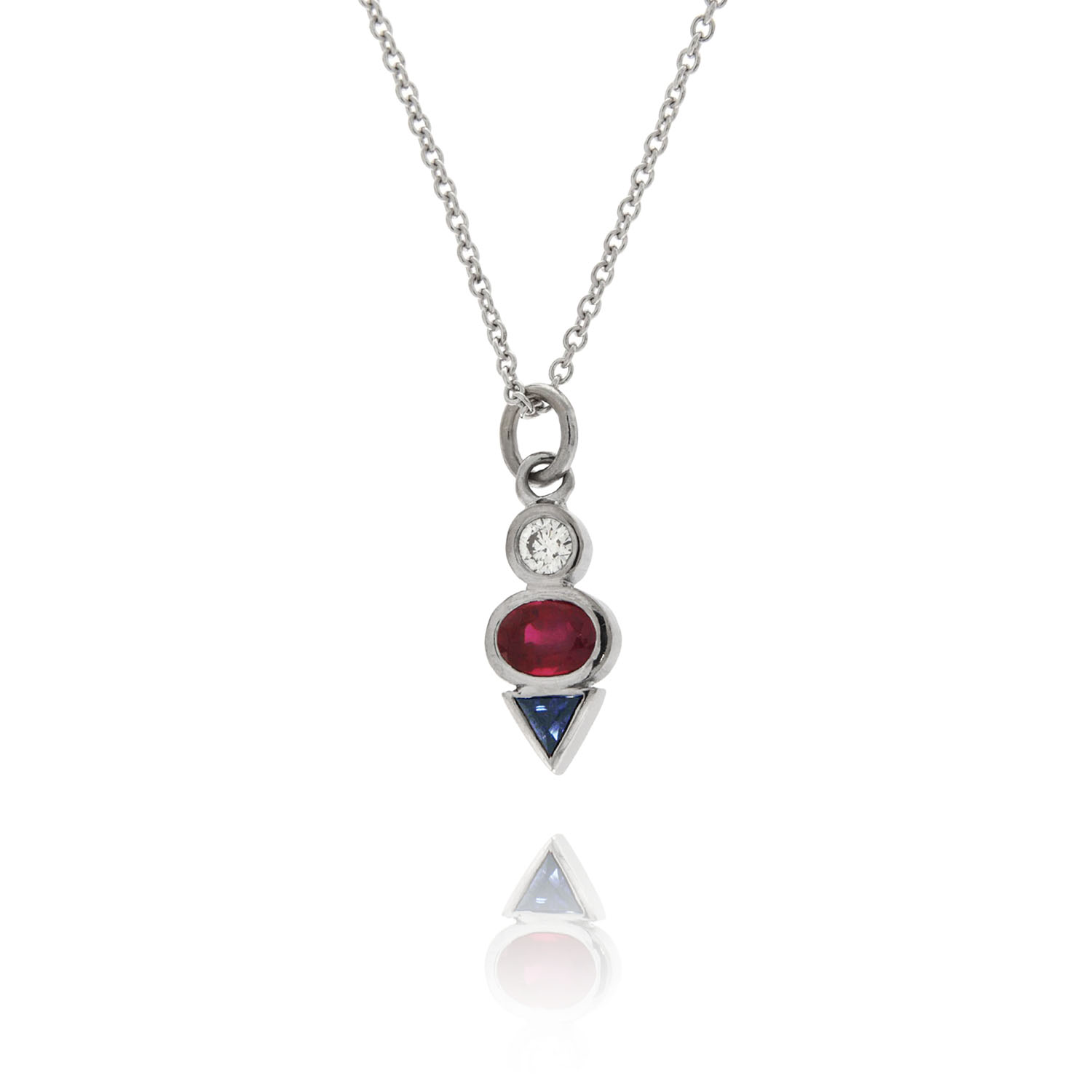 Diamond Sapphire and Ruby Arrow Pendant