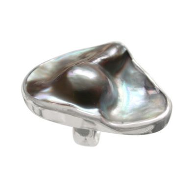 Silver pearl ring