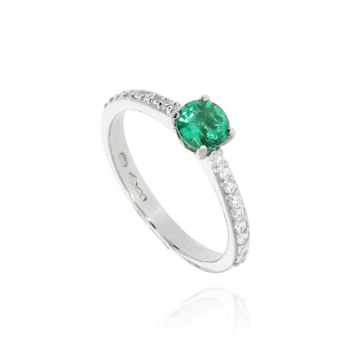 Emerald Petal Diamond Shoulder Ring