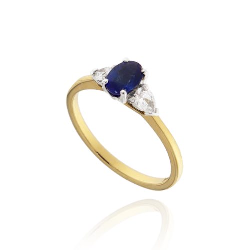 Sapphire & Diamond Three Stone Ring