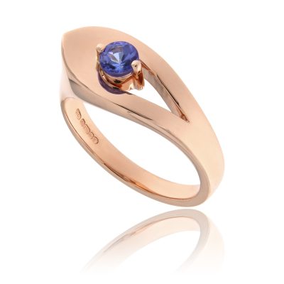 9ct Rose Gold Tanzanite Leaf Ring