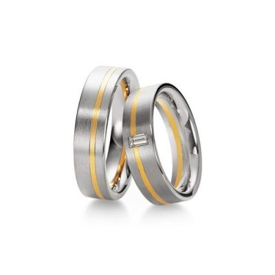 White & Yellow Gold Diamond Wedding Band Set