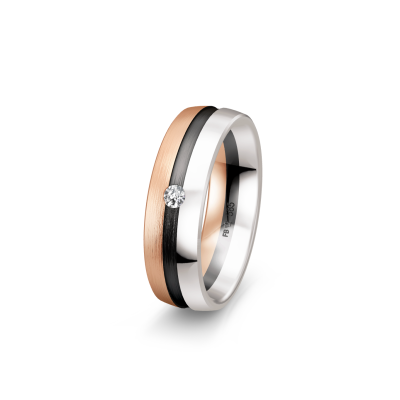 White, Red & Grey Gold Diamond Band
