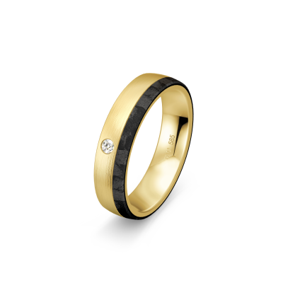 Yellow Gold Carbon Diamond Band