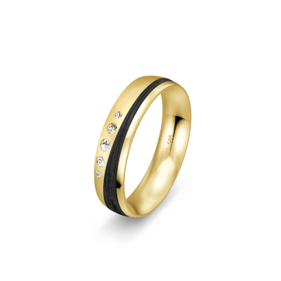 Yellow Gold Carbon Multi-Diamond Band