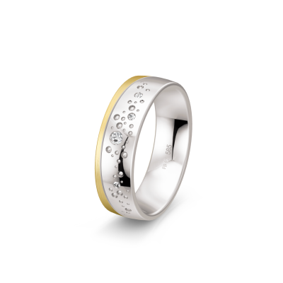 White & Yellow Gold Multi-Diamond Band