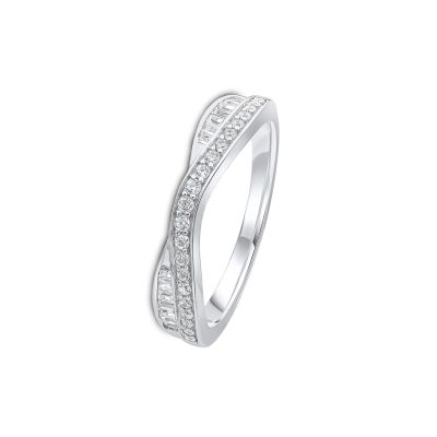 Curved Diamond Wedding Band