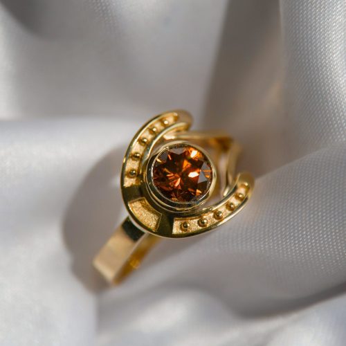 Heart In Diamond Horseshoe Ring