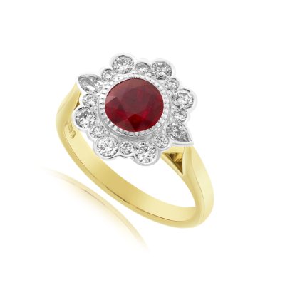 Ruby & Diamond Cluster Ring
