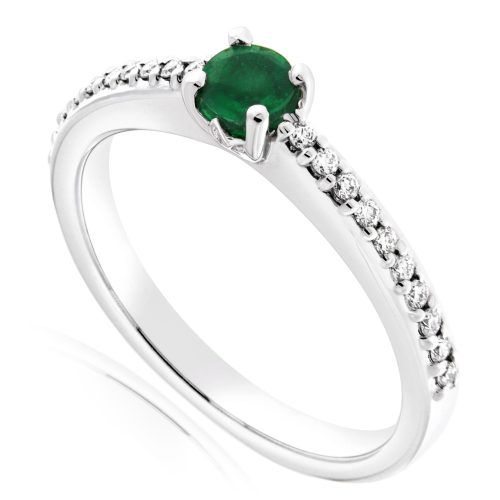 Emerald Petal Diamond Shoulder Ring