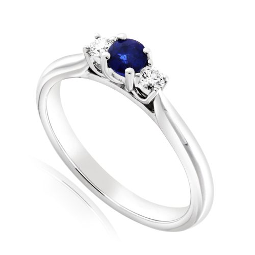 White Gold Sapphire & Diamond Trilogy Ring