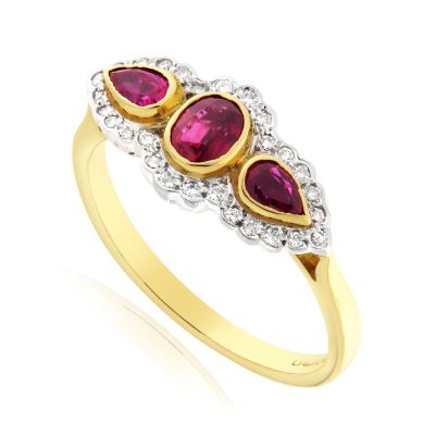 Ruby & Diamond Cluster Ring