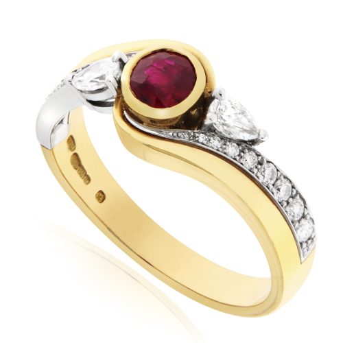 Ruby & Diamond Cross Over Dress Ring