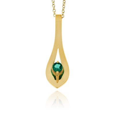 18ct Yellow Gold Emerald Leaf Pendant