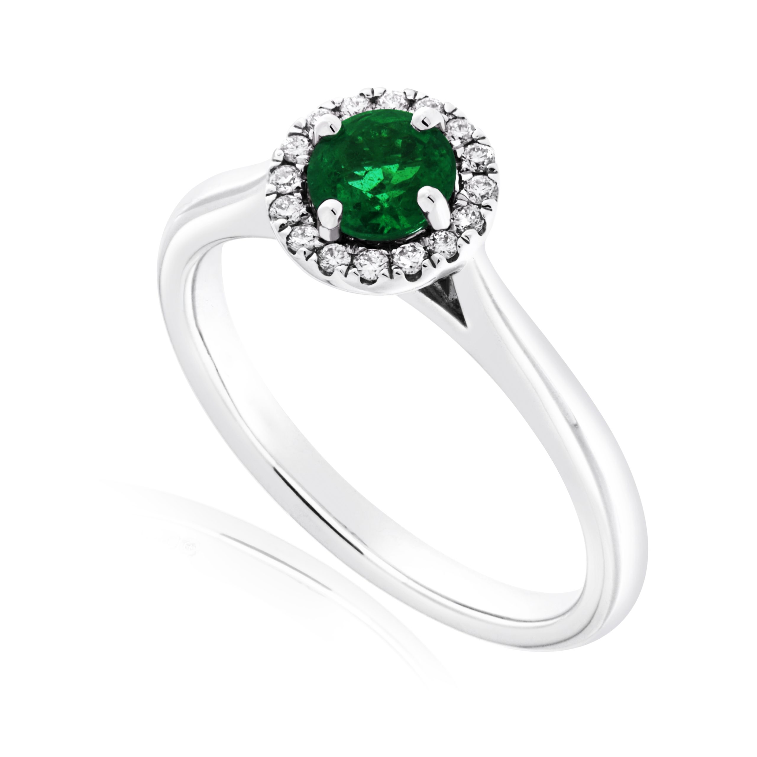 Emerald & Diamond Halo Ring