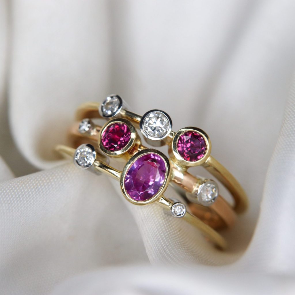 18ct Yellow Gold Ruby ‘Bubble’ Ring