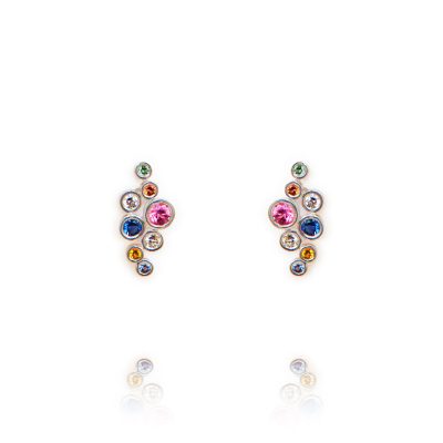 Rainbow Sapphire & Diamond Earrings