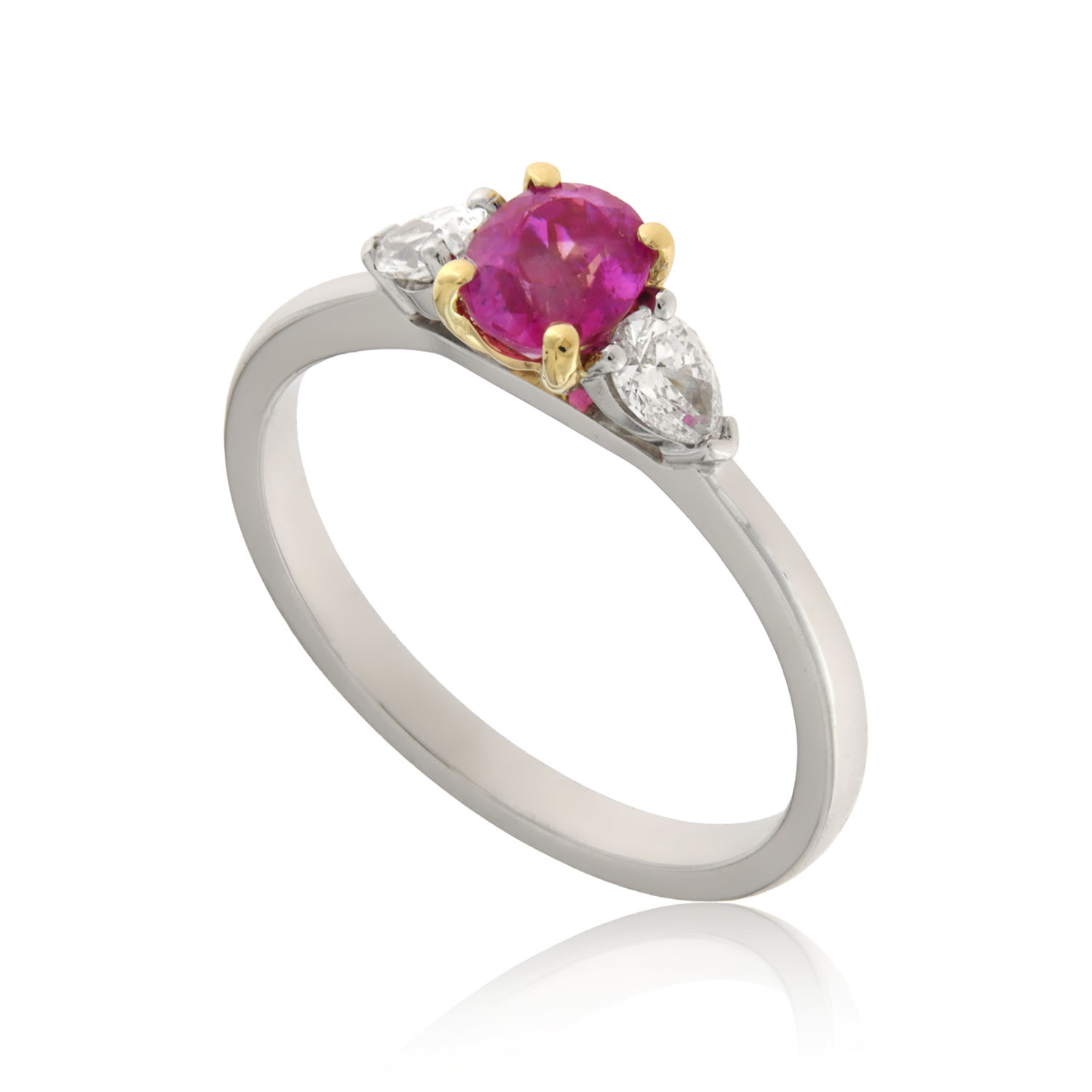 Pink Sapphire & Diamond Three Stone Ring