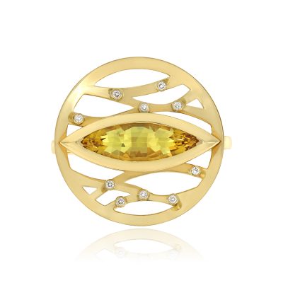 Beryl & Diamond Goddess Ring