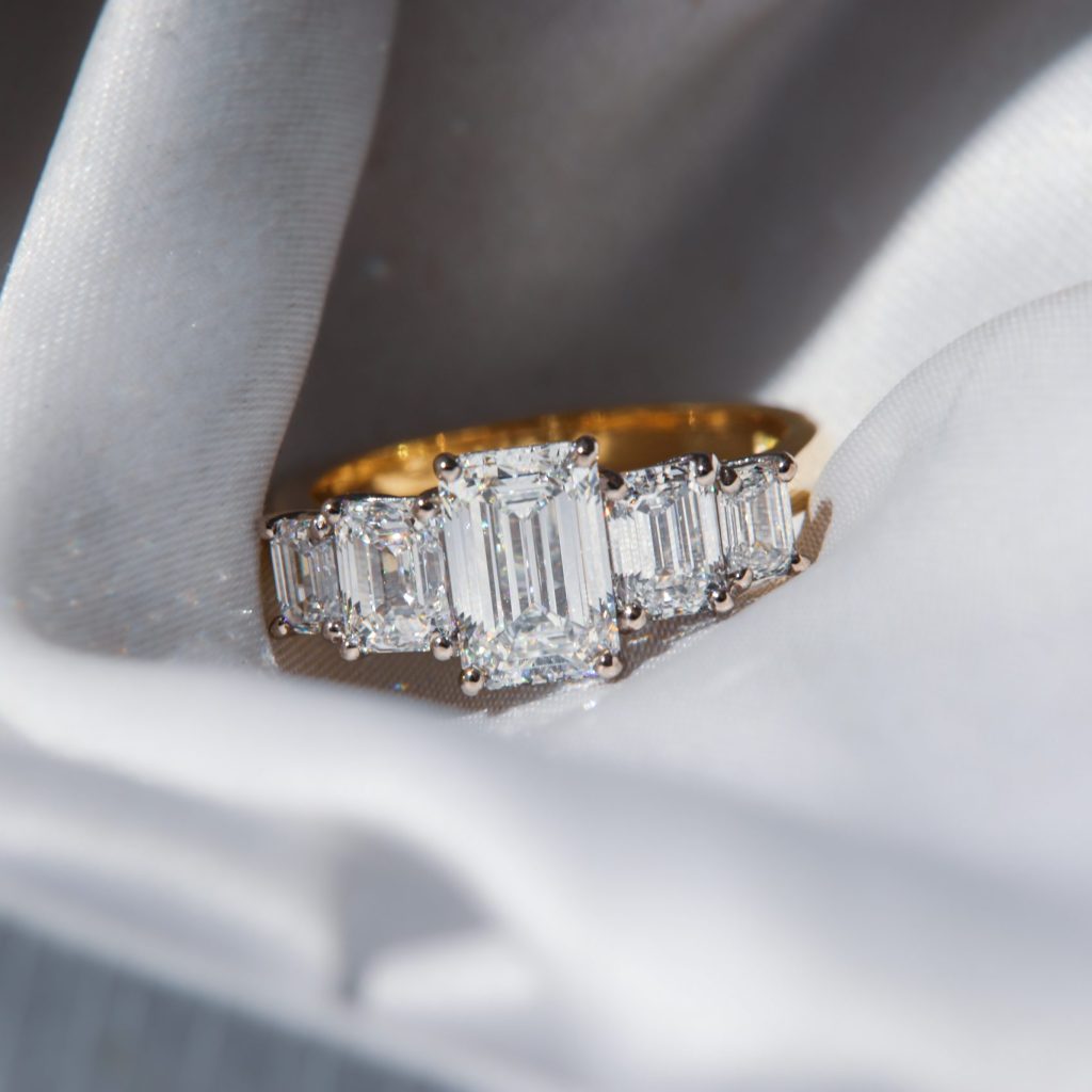 Yellow Gold Five-Stone Emerald-Cut Diamond Ring