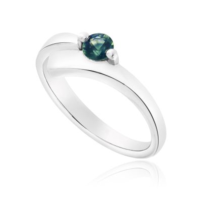Calypso Nymph Platinum Teal Sapphire Ring