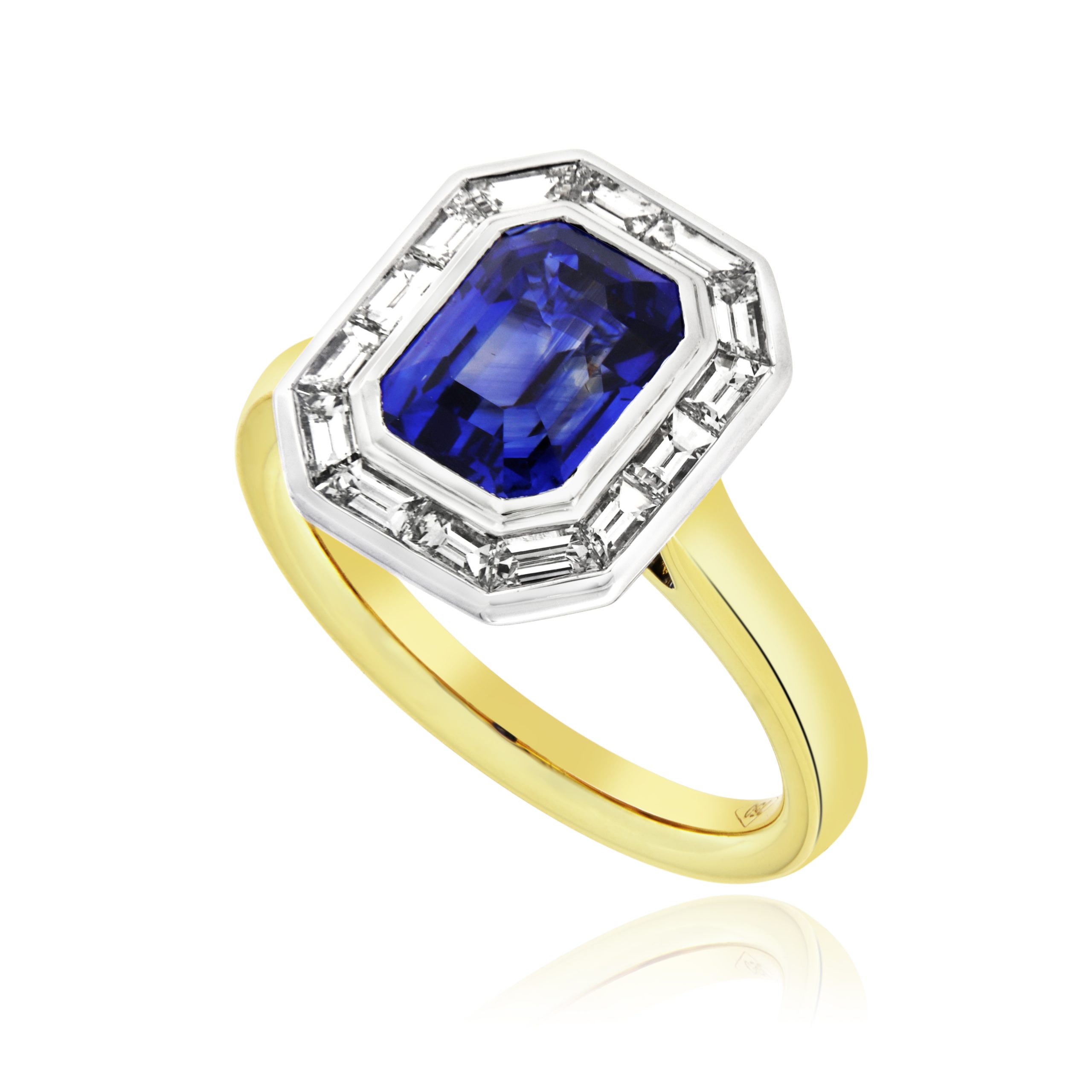 Sapphire & Diamond Art Deco Cluster Ring