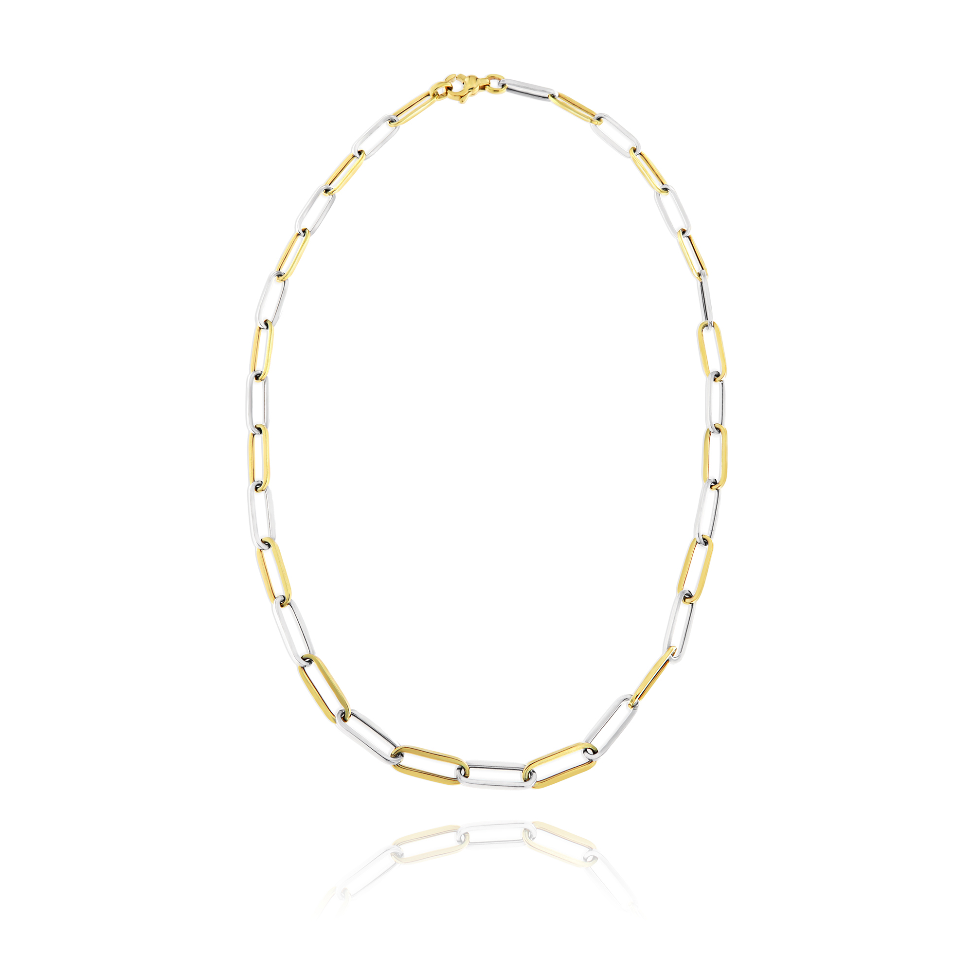 Two Colour Paperclip Oblong Link Necklace