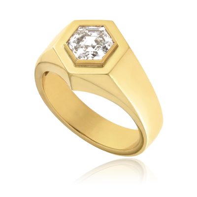 Men’s Hexagonal Laboratory-Grown Diamond Signet Ring