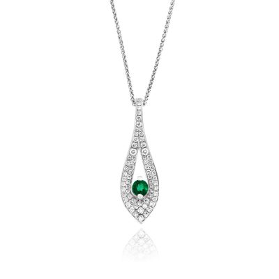 Leaf Pavé Emerald Pendant