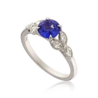 Sapphire & Diamond Milgrain Ring