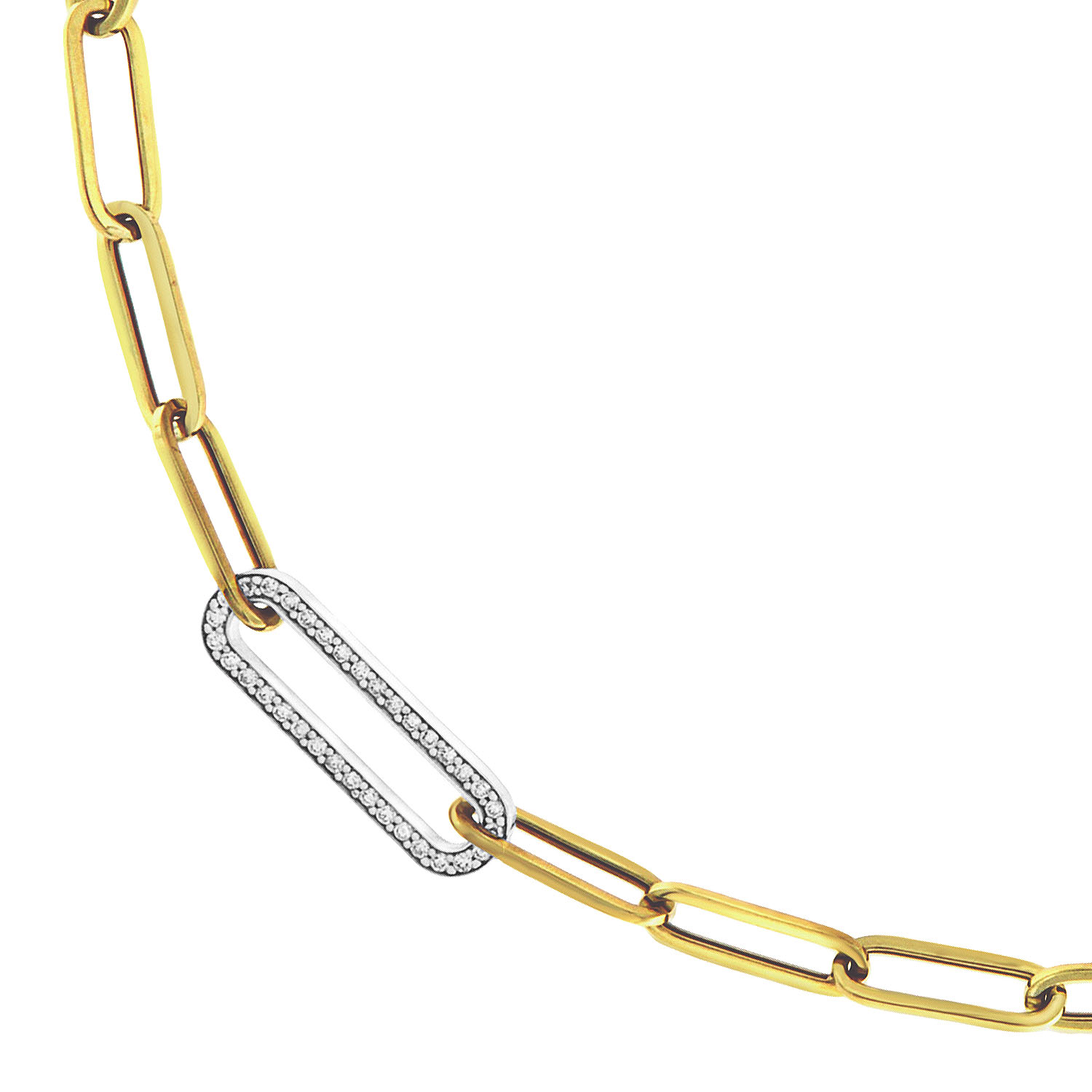 Gold & Diamond Paperclip Chain Necklace - Image 4