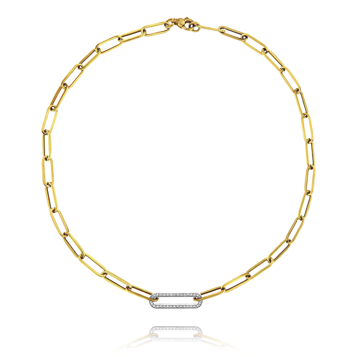 Gold & Diamond Paperclip Chain Necklace