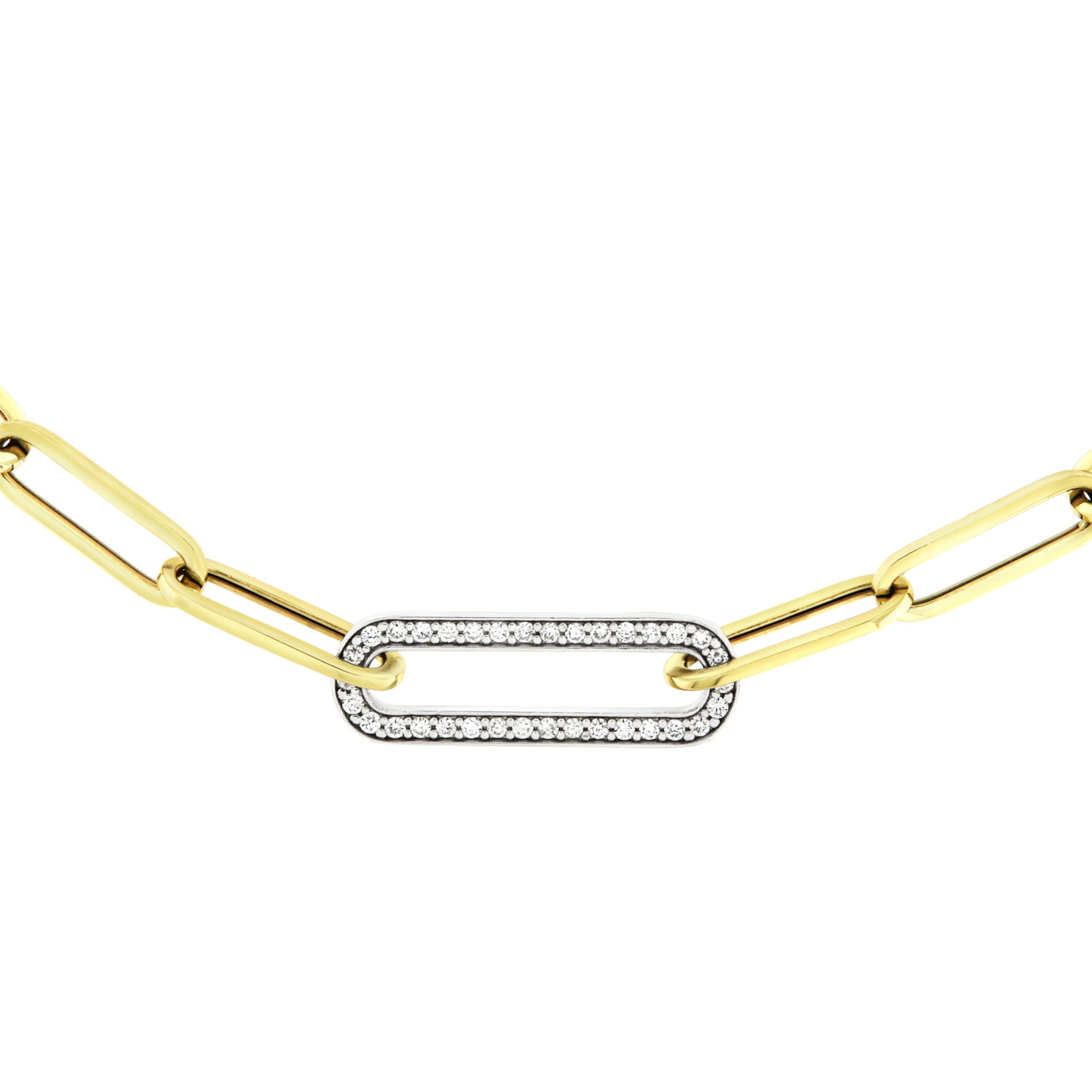 Gold & Diamond Paperclip Chain Necklace - Image 3