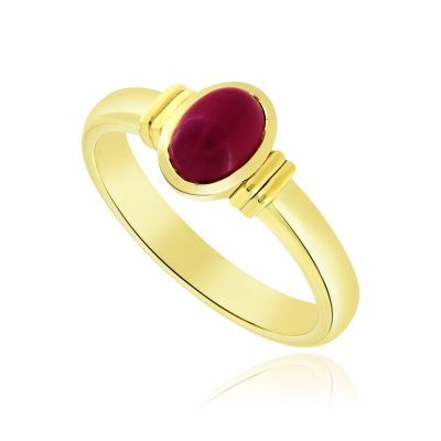 Ruby Cabochon Single Stone Ring