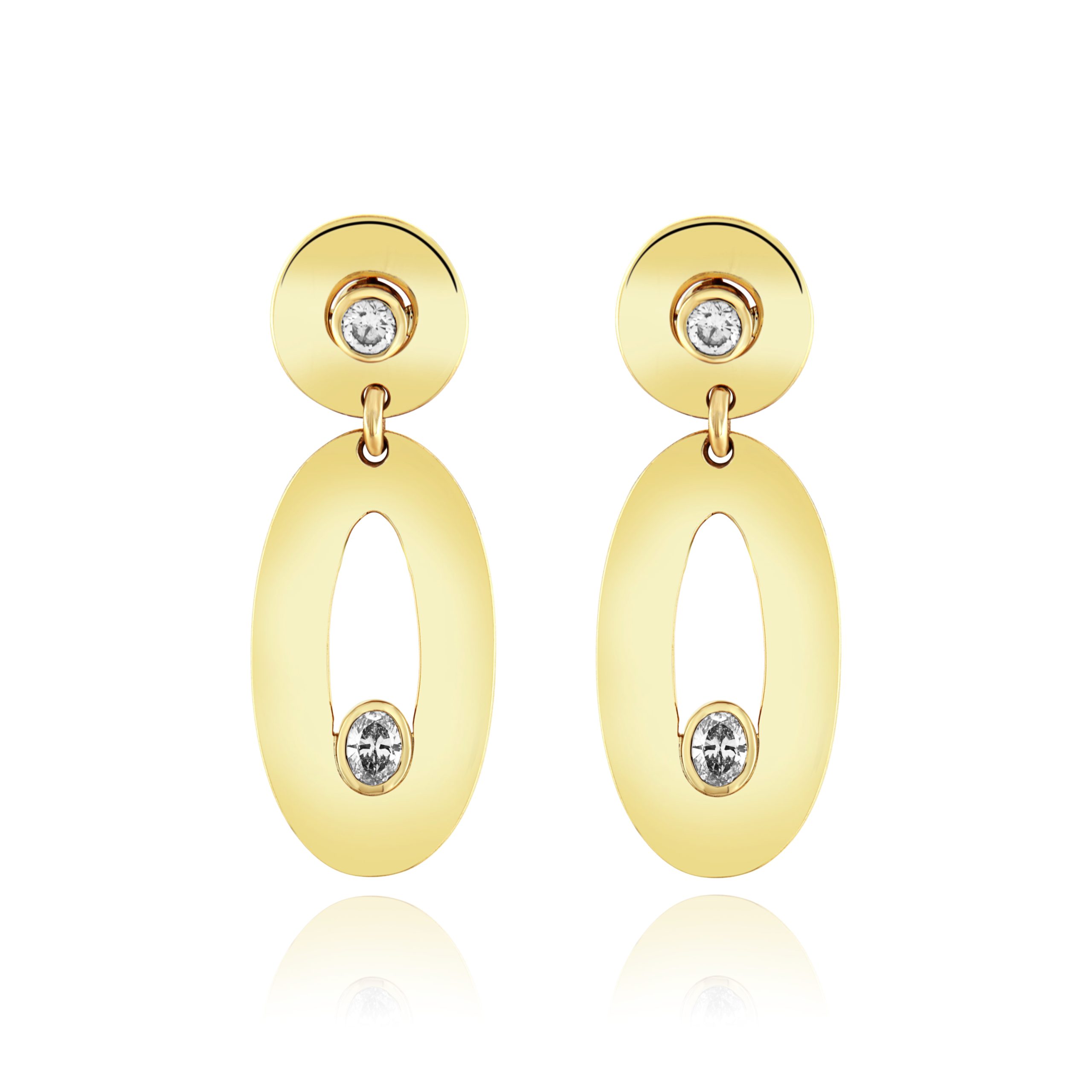 Oval Diamond Drop Earrings