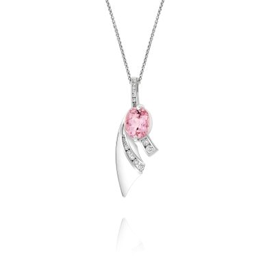 Kunzite & Diamond Wave Necklace