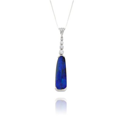 Boulder Opal and Diamond Drop Pendant