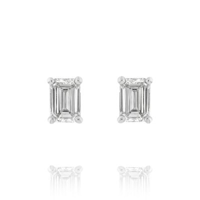 laboratory-grown emerald cut diamond stud earrings