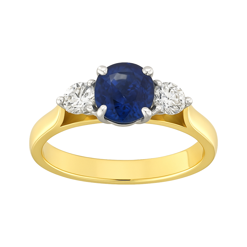 Sapphire & Diamond Trilogy Engagement Ring