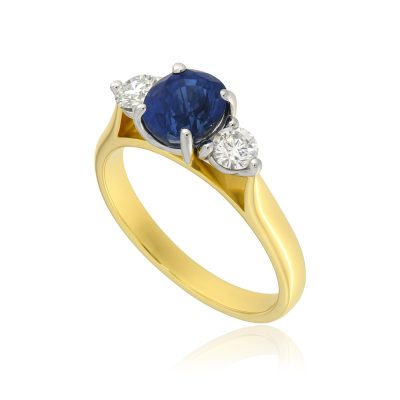 Sapphire & Diamond Trilogy Engagement Ring