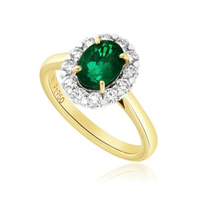 Oval Emerald & Diamond Cluster Ring