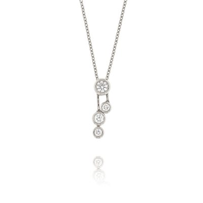 White Gold Diamond Bubble Drop Pendant