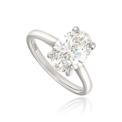 3ct oval lab grown diamond solitaire engagement ring angled