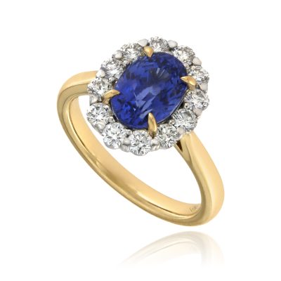oval sapphire & diamond cluster ring