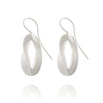 silver double oval interlocking earrings