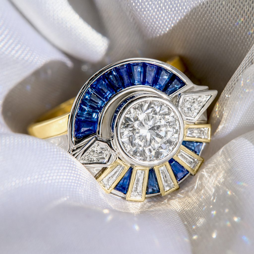 Sun & Moon Engagement & Wedding Ring Set