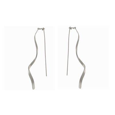 silver twist threader earrings