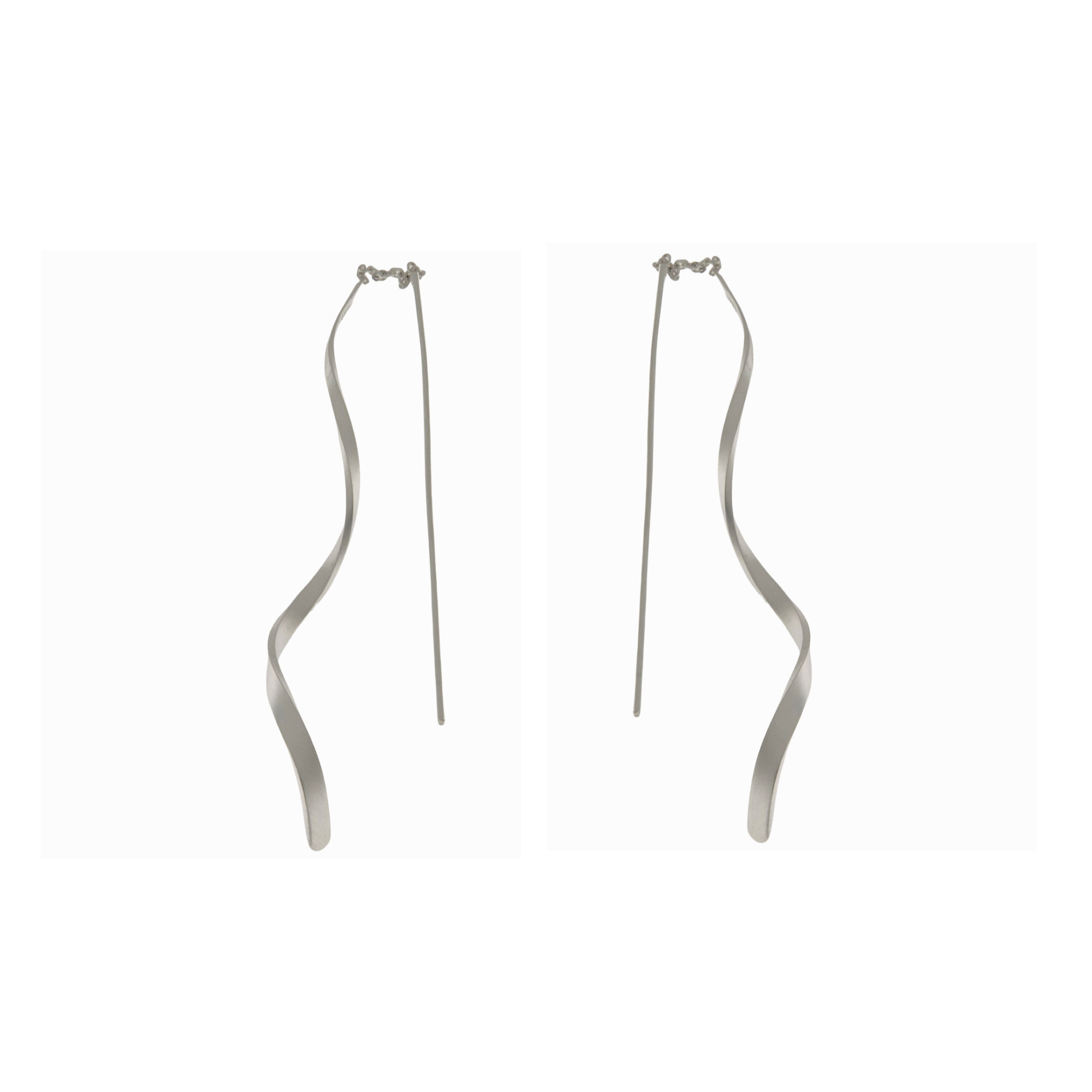 silver twist threader earrings