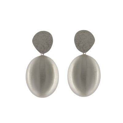 silver oval ball drop earrings