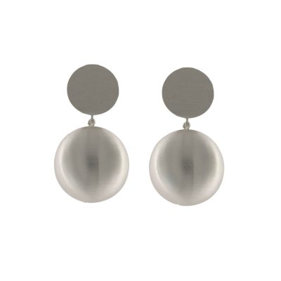 Silver Disc and Ball Drop Earrings